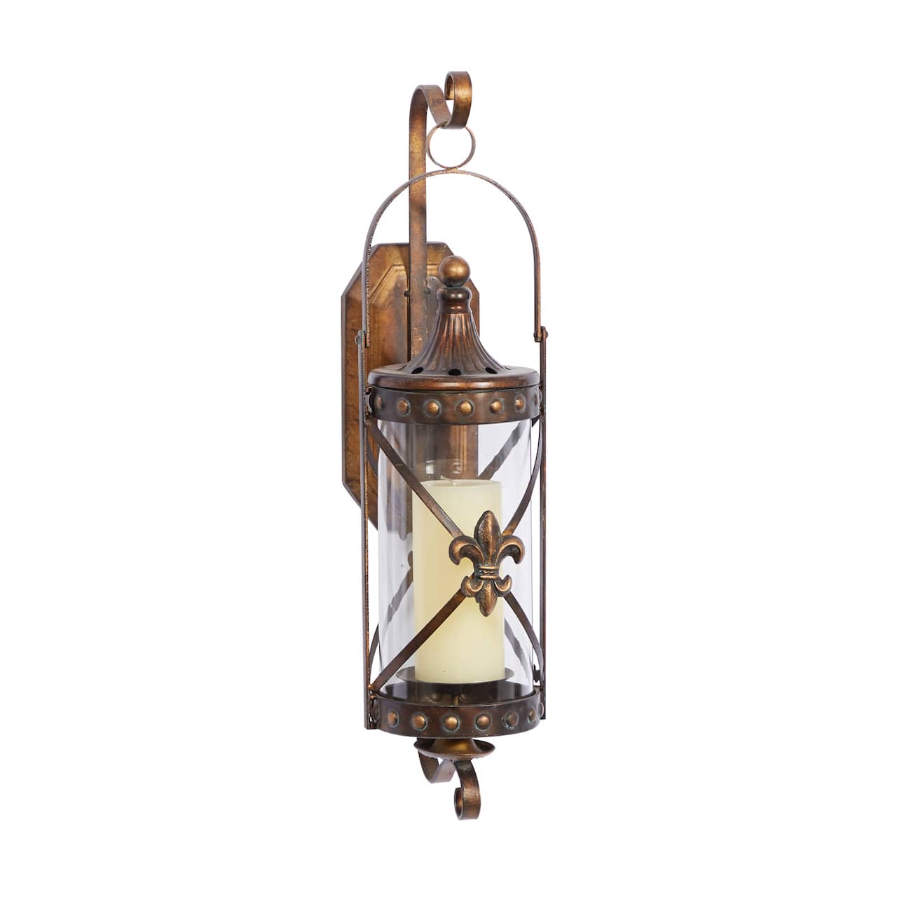 20'' Bronze Glass Decorative Candle Wall Sconce
